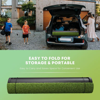 Integrated Golf Hitting Mat with Ball Tray, Thickening Golf Mats Practice Outdoor & Indoor Artificial Turf Matt with 3 Tees