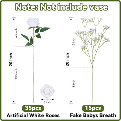 50 PCS Roses Artificial Flowers, Fake Roses with Stem Realistic Blush Silk Rose for DIY Wedding Bouquets Table Centerpieces Arrangements Baby Shower Birthday Home Decor Valentines Day Gift for Her