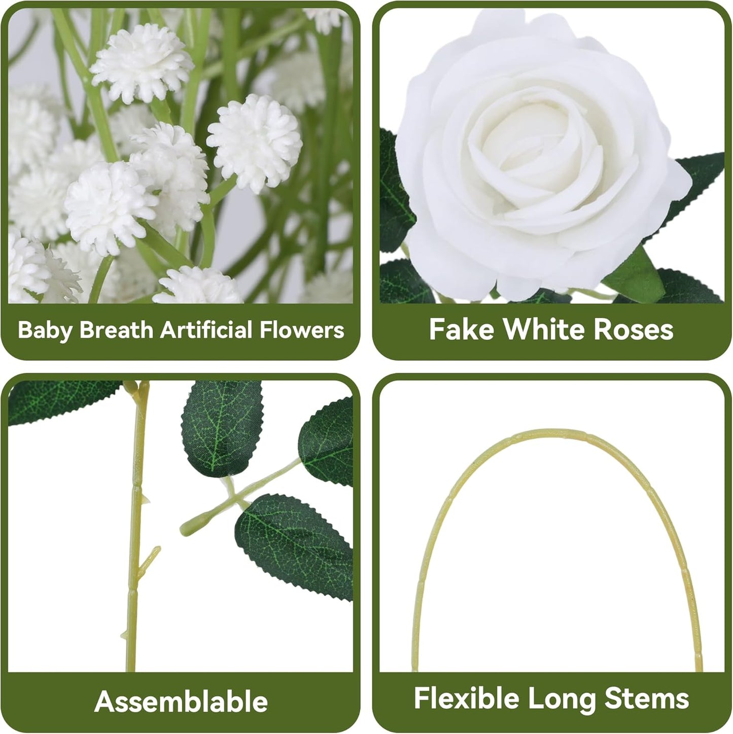 50 PCS Roses Artificial Flowers, Fake Roses with Stem Realistic Blush Silk Rose for DIY Wedding Bouquets Table Centerpieces Arrangements Baby Shower Birthday Home Decor Valentines Day Gift for Her