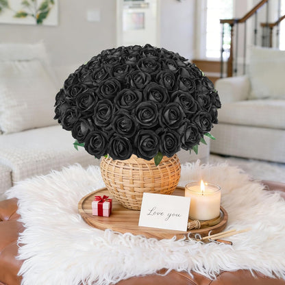 50 PCS Roses Artificial Flowers, Fake Roses with Stem Realistic Blush Silk Rose for DIY Wedding Bouquets Table Centerpieces Arrangements Baby Shower Birthday Home Decor Valentines Day Gift for Her