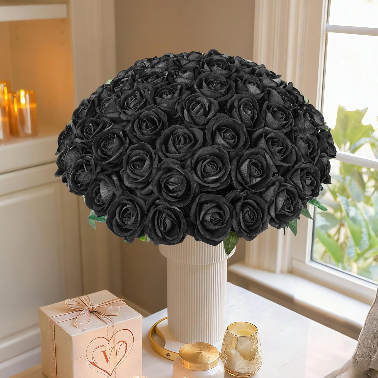 50 PCS Roses Artificial Flowers, Fake Roses with Stem Realistic Blush Silk Rose for DIY Wedding Bouquets Table Centerpieces Arrangements Baby Shower Birthday Home Decor Valentines Day Gift for Her
