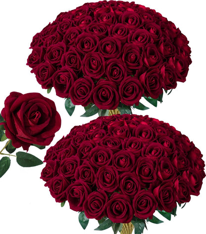 50 PCS Roses Artificial Flowers, Fake Roses with Stem Realistic Blush Silk Rose for DIY Wedding Bouquets Table Centerpieces Arrangements Baby Shower Birthday Home Decor Valentines Day Gift for Her