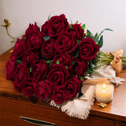 50 PCS Roses Artificial Flowers, Fake Roses with Stem Realistic Blush Silk Rose for DIY Wedding Bouquets Table Centerpieces Arrangements Baby Shower Birthday Home Decor Valentines Day Gift for Her