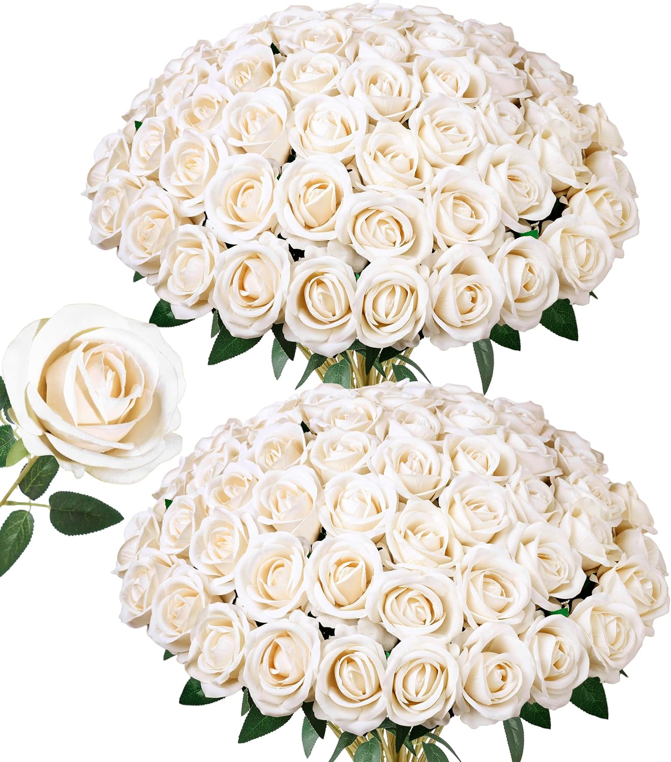 50 PCS Roses Artificial Flowers, Fake Roses with Stem Realistic Blush Silk Rose for DIY Wedding Bouquets Table Centerpieces Arrangements Baby Shower Birthday Home Decor Valentines Day Gift for Her