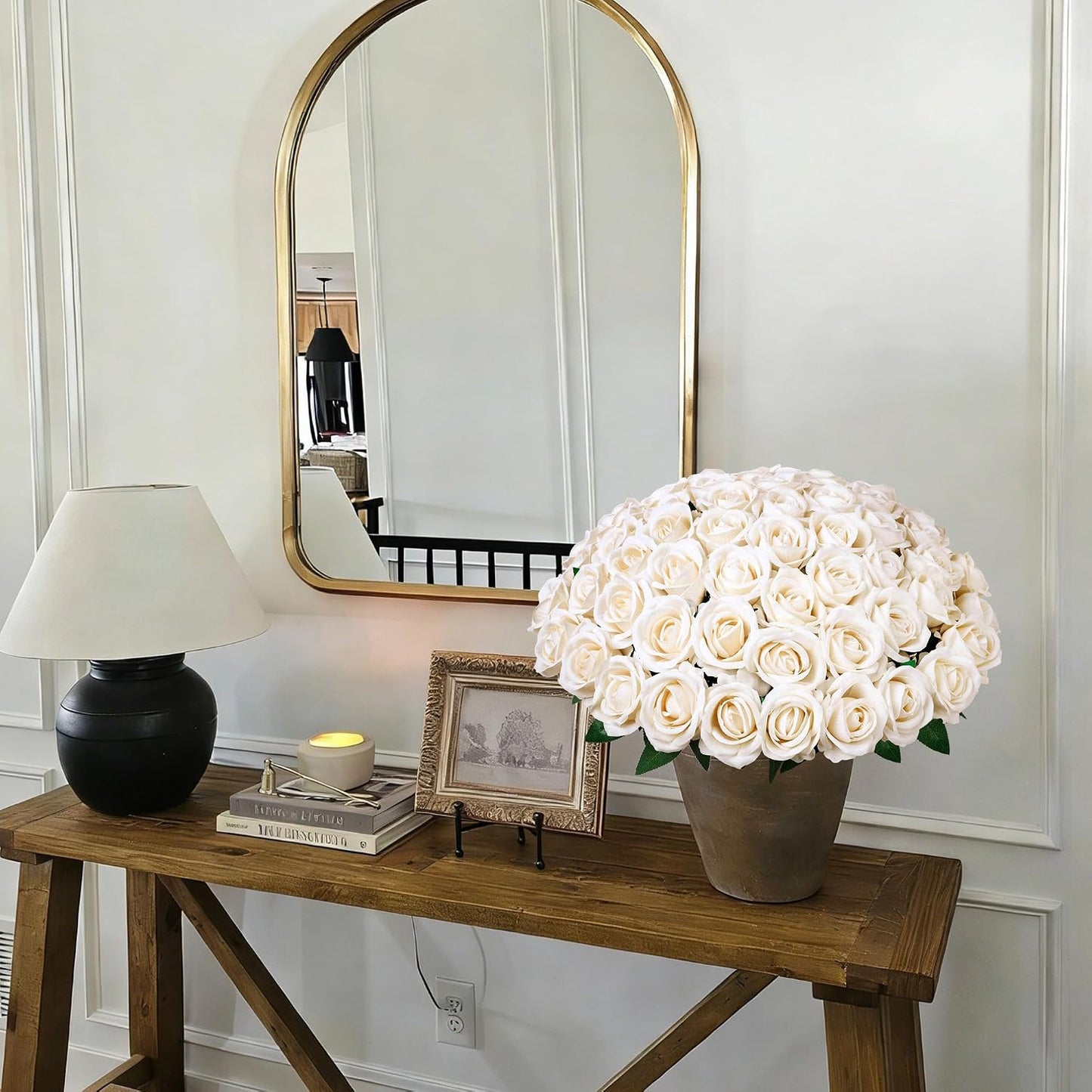 50 PCS Roses Artificial Flowers, Fake Roses with Stem Realistic Blush Silk Rose for DIY Wedding Bouquets Table Centerpieces Arrangements Baby Shower Birthday Home Decor Valentines Day Gift for Her