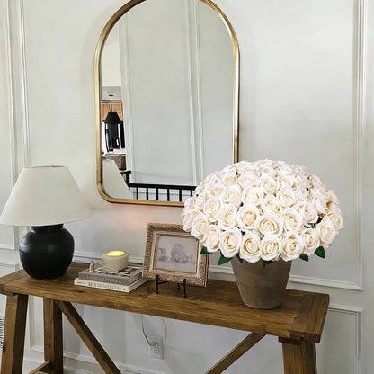 50 PCS Roses Artificial Flowers, Fake Roses with Stem Realistic Blush Silk Rose for DIY Wedding Bouquets Table Centerpieces Arrangements Baby Shower Birthday Home Decor Valentines Day Gift for Her