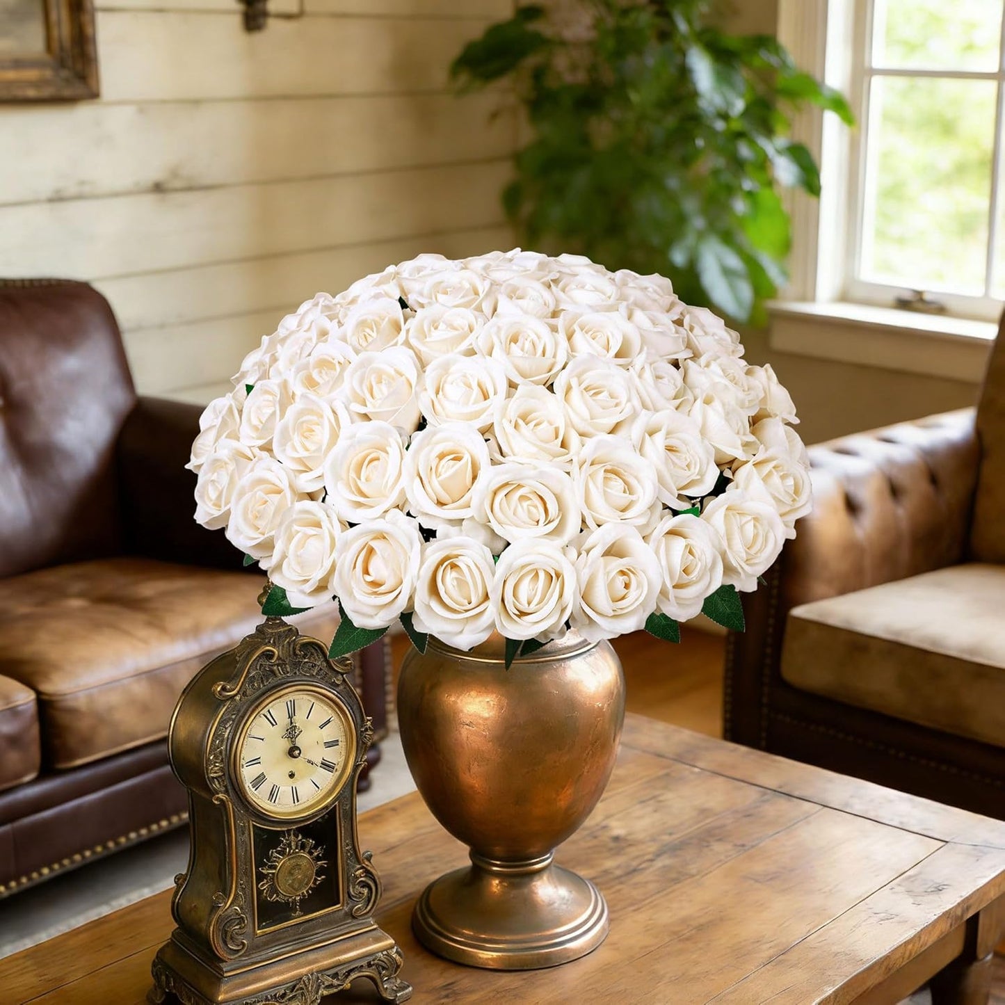 50 PCS Roses Artificial Flowers, Fake Roses with Stem Realistic Blush Silk Rose for DIY Wedding Bouquets Table Centerpieces Arrangements Baby Shower Birthday Home Decor Valentines Day Gift for Her