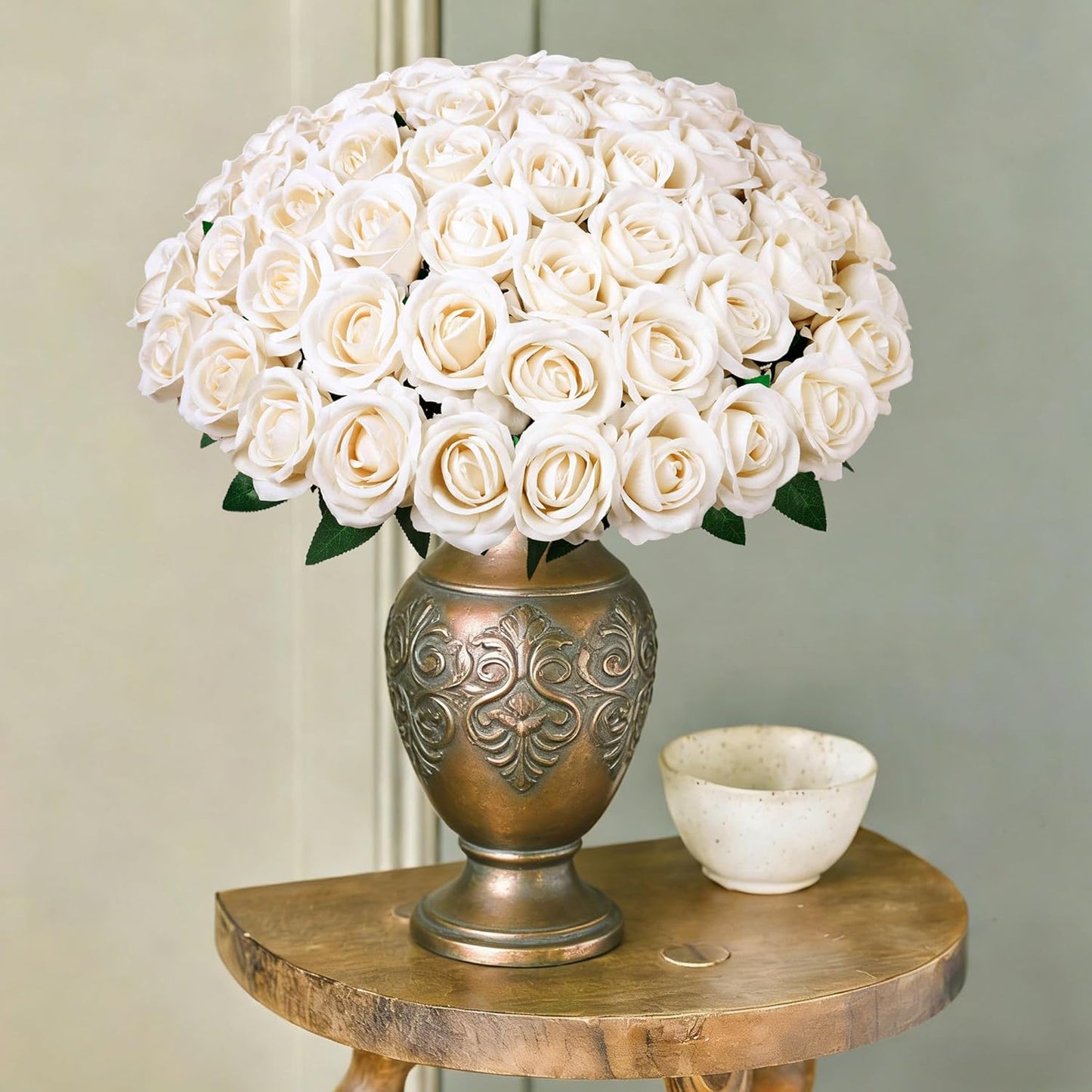 50 PCS Roses Artificial Flowers, Fake Roses with Stem Realistic Blush Silk Rose for DIY Wedding Bouquets Table Centerpieces Arrangements Baby Shower Birthday Home Decor Valentines Day Gift for Her