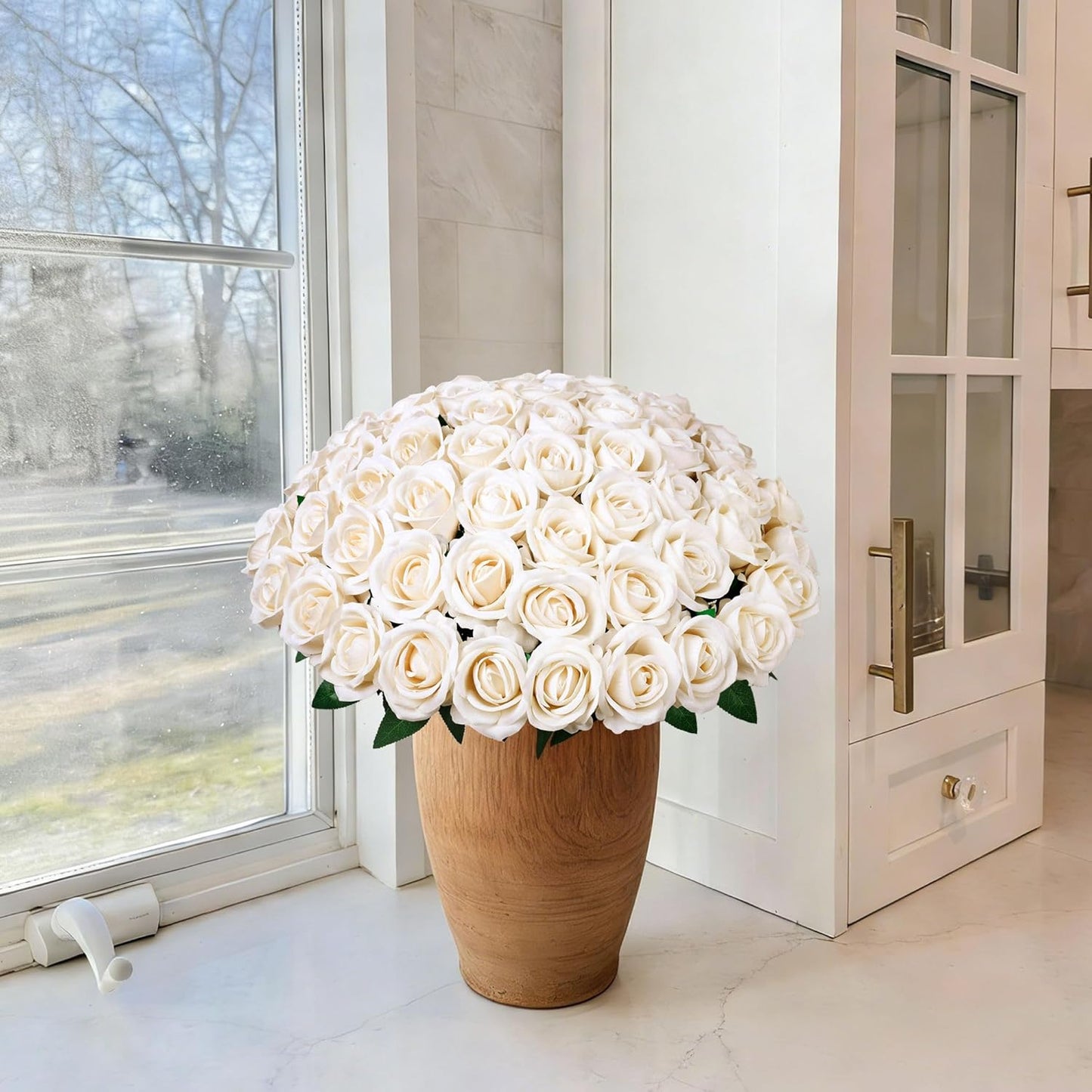 50 PCS Roses Artificial Flowers, Fake Roses with Stem Realistic Blush Silk Rose for DIY Wedding Bouquets Table Centerpieces Arrangements Baby Shower Birthday Home Decor Valentines Day Gift for Her