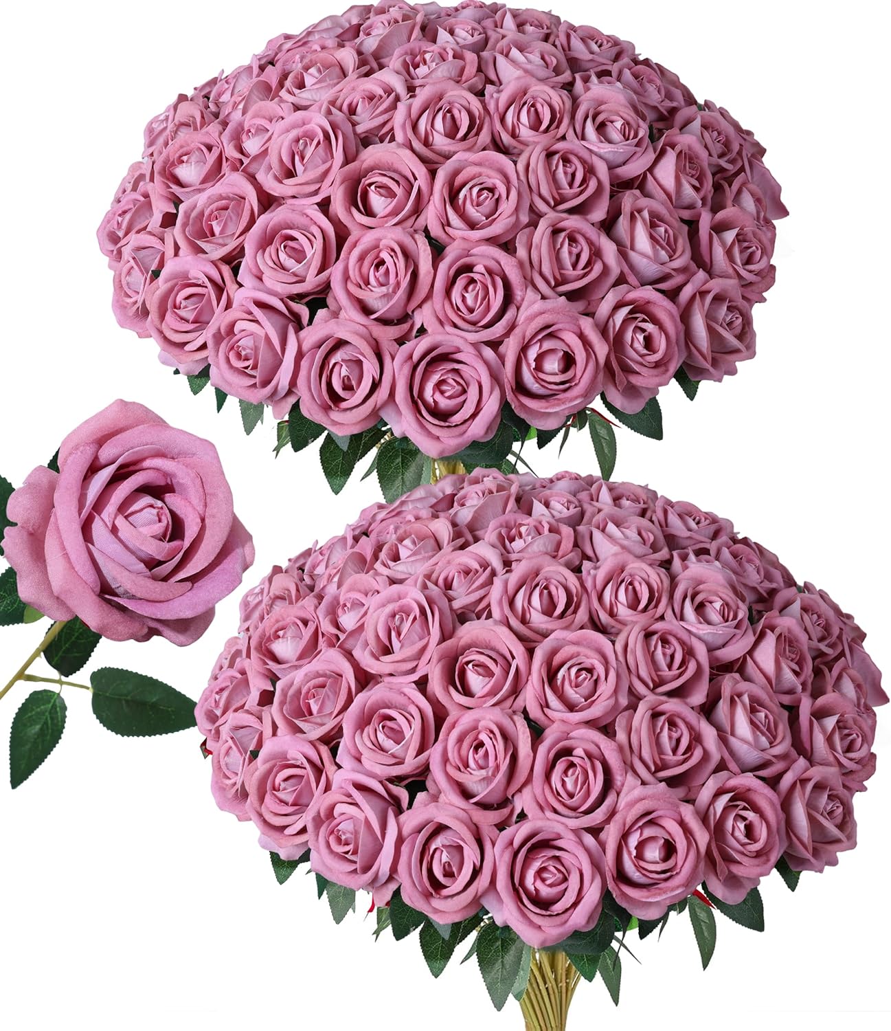 50 PCS Roses Artificial Flowers, Fake Roses with Stem Realistic Blush Silk Rose for DIY Wedding Bouquets Table Centerpieces Arrangements Baby Shower Birthday Home Decor Valentines Day Gift for Her