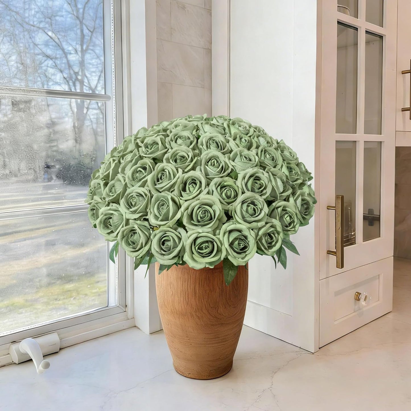 50 PCS Roses Artificial Flowers, Fake Roses with Stem Realistic Blush Silk Rose for DIY Wedding Bouquets Table Centerpieces Arrangements Baby Shower Birthday Home Decor Valentines Day Gift for Her