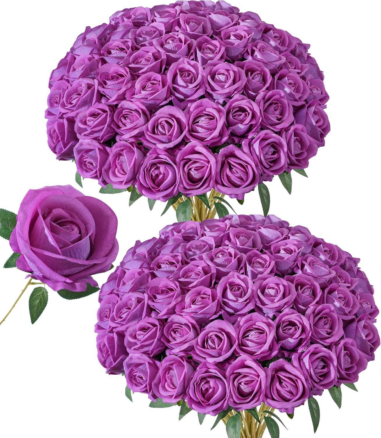 50 PCS Roses Artificial Flowers, Fake Roses with Stem Realistic Blush Silk Rose for DIY Wedding Bouquets Table Centerpieces Arrangements Baby Shower Birthday Home Decor Valentines Day Gift for Her