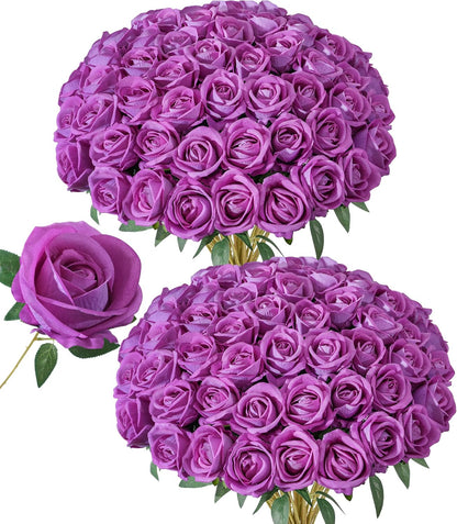 50 PCS Roses Artificial Flowers, Fake Roses with Stem Realistic Blush Silk Rose for DIY Wedding Bouquets Table Centerpieces Arrangements Baby Shower Birthday Home Decor Valentines Day Gift for Her
