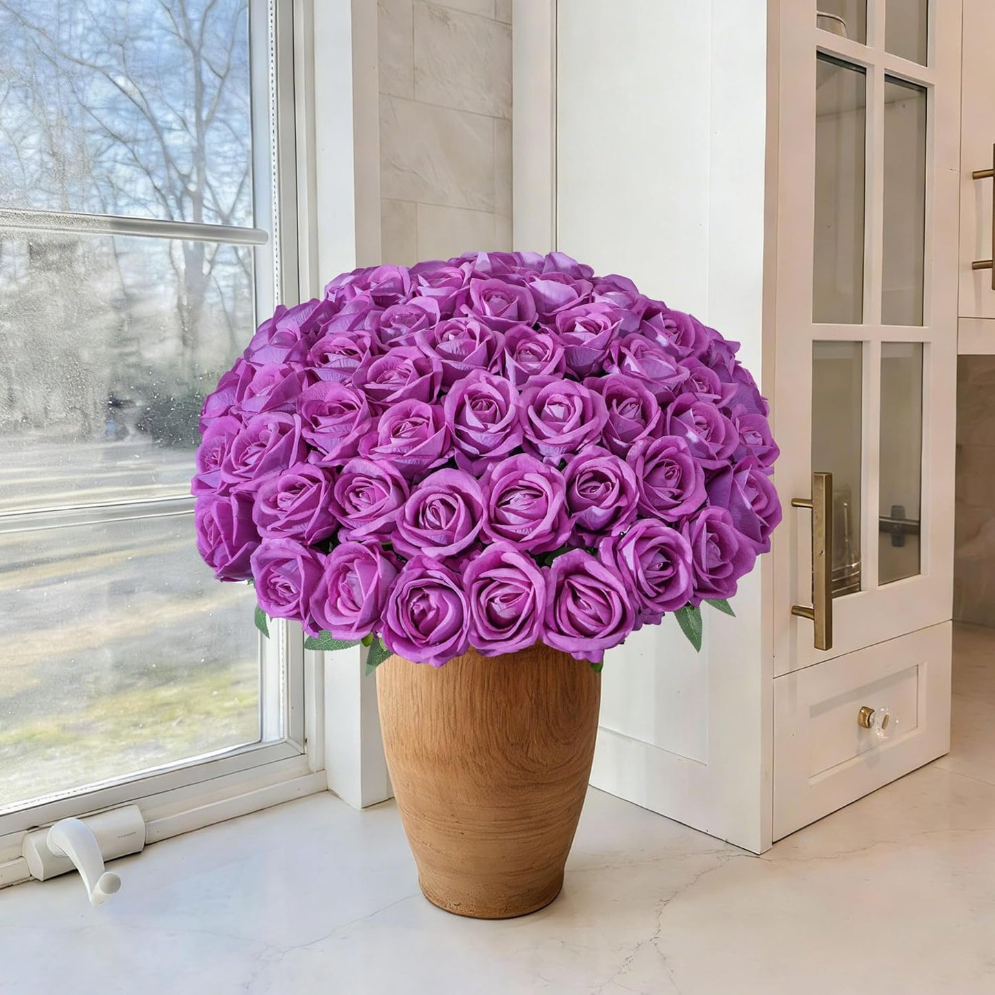 50 PCS Roses Artificial Flowers, Fake Roses with Stem Realistic Blush Silk Rose for DIY Wedding Bouquets Table Centerpieces Arrangements Baby Shower Birthday Home Decor Valentines Day Gift for Her