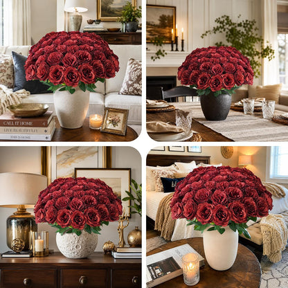 50 PCS Roses Artificial Flowers, Fake Roses with Stem Realistic Blush Silk Rose for DIY Wedding Bouquets Table Centerpieces Arrangements Baby Shower Birthday Home Decor Valentines Day Gift for Her