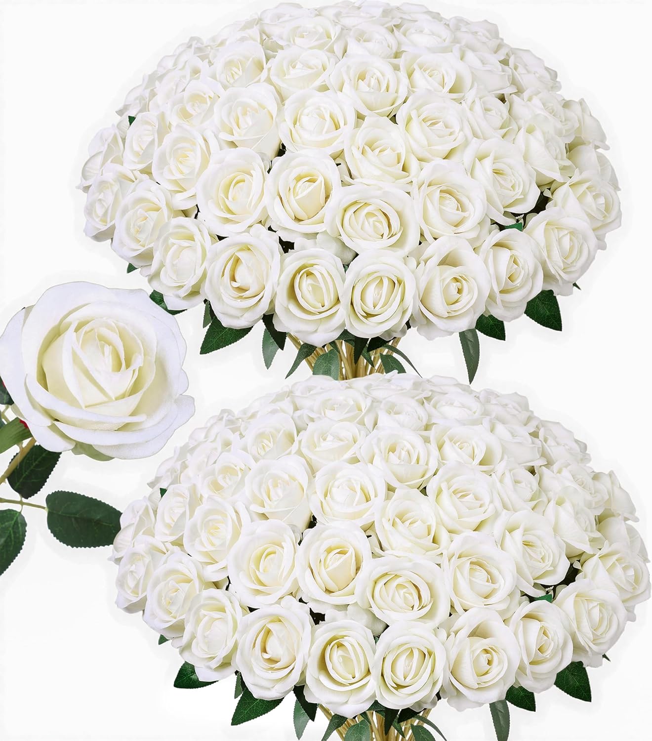 50 PCS Roses Artificial Flowers, Fake Roses with Stem Realistic Blush Silk Rose for DIY Wedding Bouquets Table Centerpieces Arrangements Baby Shower Birthday Home Decor Valentines Day Gift for Her