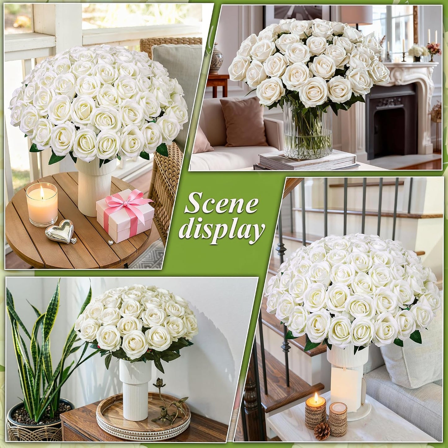50 PCS Roses Artificial Flowers, Fake Roses with Stem Realistic Blush Silk Rose for DIY Wedding Bouquets Table Centerpieces Arrangements Baby Shower Birthday Home Decor Valentines Day Gift for Her