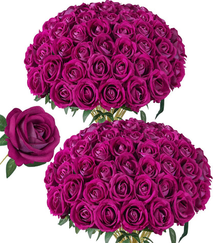 50 PCS Roses Artificial Flowers, Fake Roses with Stem Realistic Blush Silk Rose for DIY Wedding Bouquets Table Centerpieces Arrangements Baby Shower Birthday Home Decor Valentines Day Gift for Her