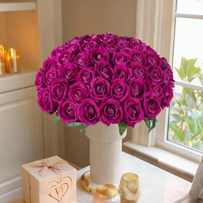 50 PCS Roses Artificial Flowers, Fake Roses with Stem Realistic Blush Silk Rose for DIY Wedding Bouquets Table Centerpieces Arrangements Baby Shower Birthday Home Decor Valentines Day Gift for Her
