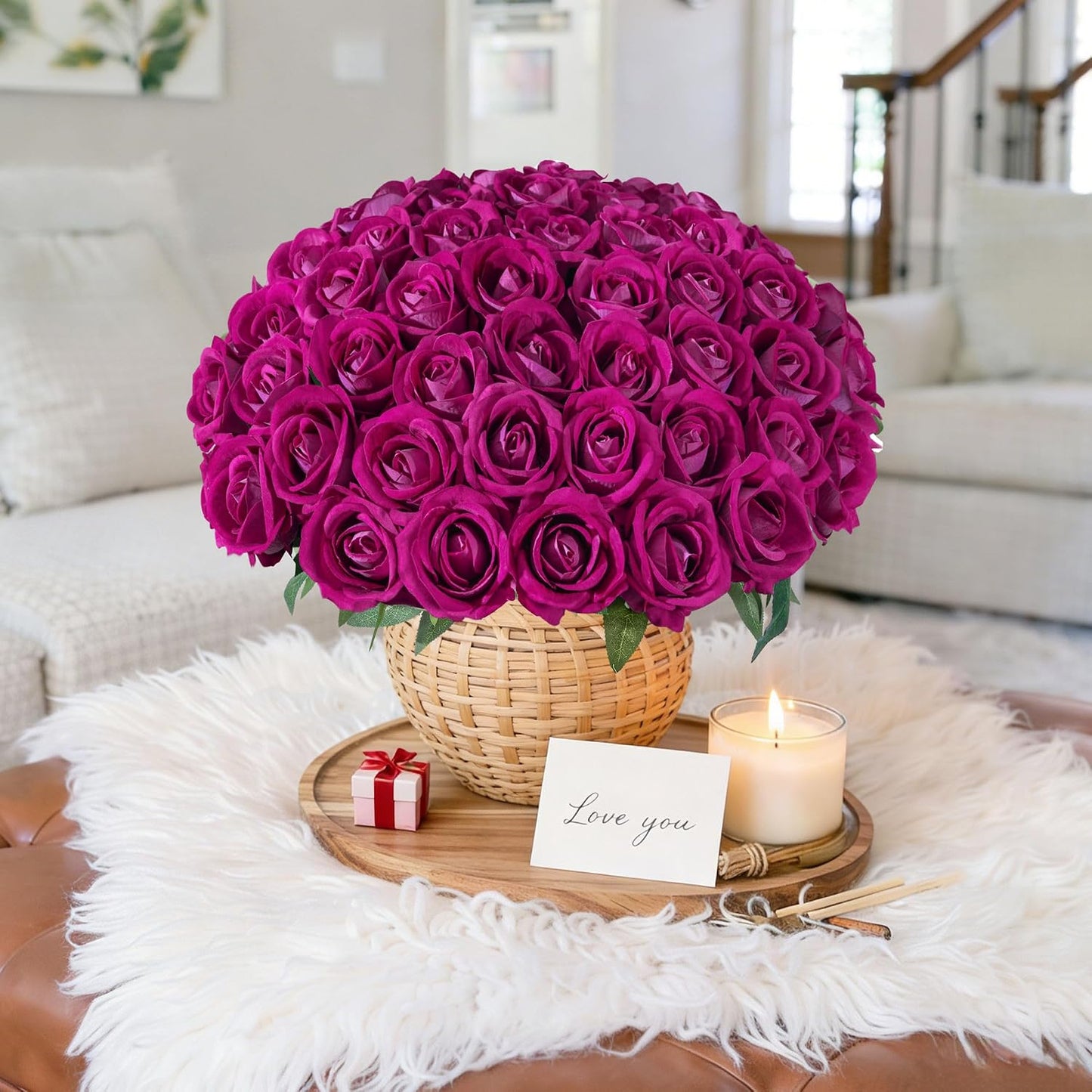 50 PCS Roses Artificial Flowers, Fake Roses with Stem Realistic Blush Silk Rose for DIY Wedding Bouquets Table Centerpieces Arrangements Baby Shower Birthday Home Decor Valentines Day Gift for Her