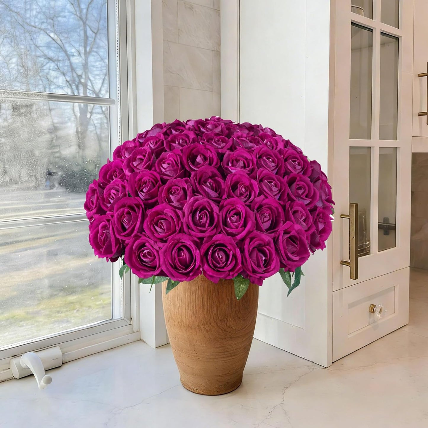 50 PCS Roses Artificial Flowers, Fake Roses with Stem Realistic Blush Silk Rose for DIY Wedding Bouquets Table Centerpieces Arrangements Baby Shower Birthday Home Decor Valentines Day Gift for Her