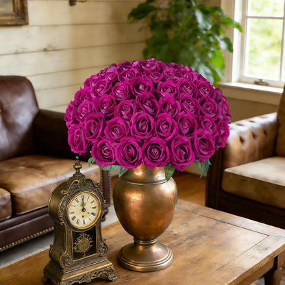 50 PCS Roses Artificial Flowers, Fake Roses with Stem Realistic Blush Silk Rose for DIY Wedding Bouquets Table Centerpieces Arrangements Baby Shower Birthday Home Decor Valentines Day Gift for Her