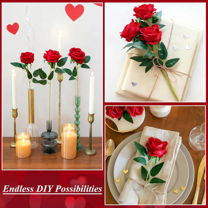 50 PCS Roses Artificial Flowers, Fake Roses with Stem Realistic Blush Silk Rose for DIY Wedding Bouquets Table Centerpieces Arrangements Baby Shower Birthday Home Decor Valentines Day Gift for Her