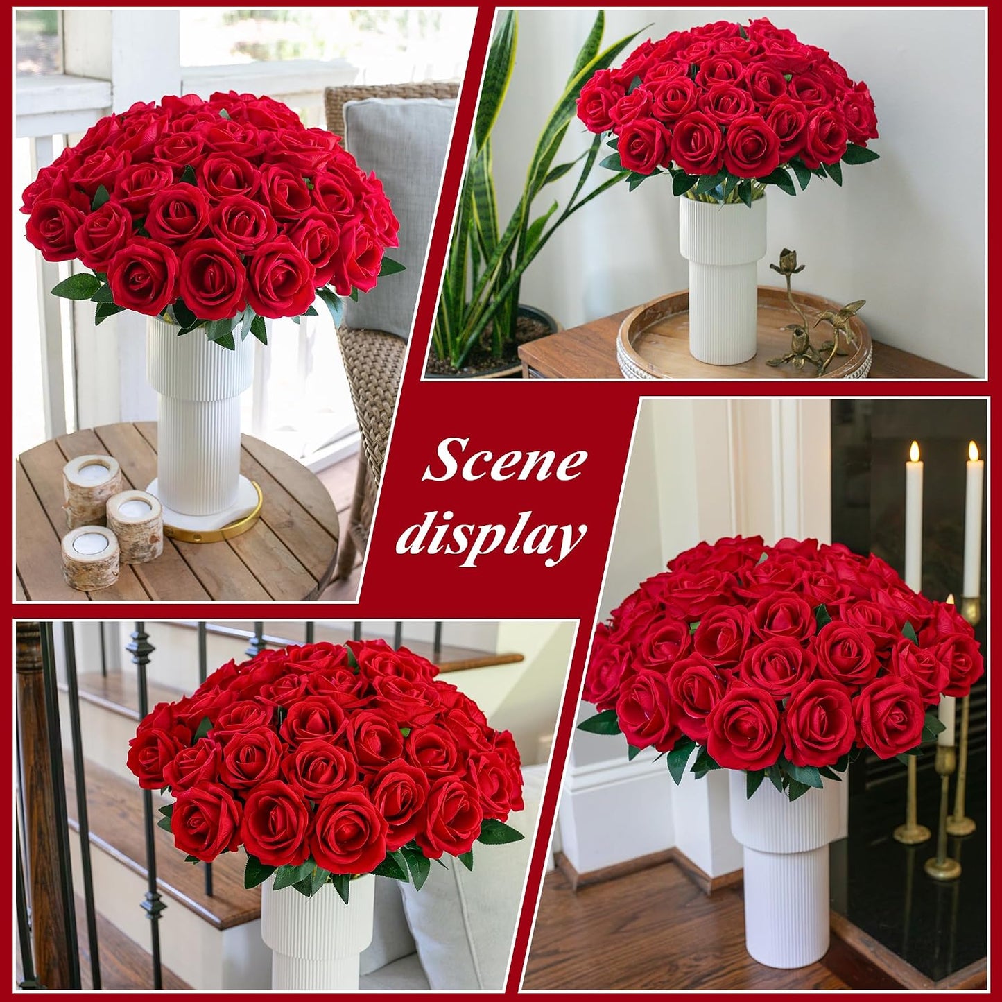 50 PCS Roses Artificial Flowers, Fake Roses with Stem Realistic Blush Silk Rose for DIY Wedding Bouquets Table Centerpieces Arrangements Baby Shower Birthday Home Decor Valentines Day Gift for Her