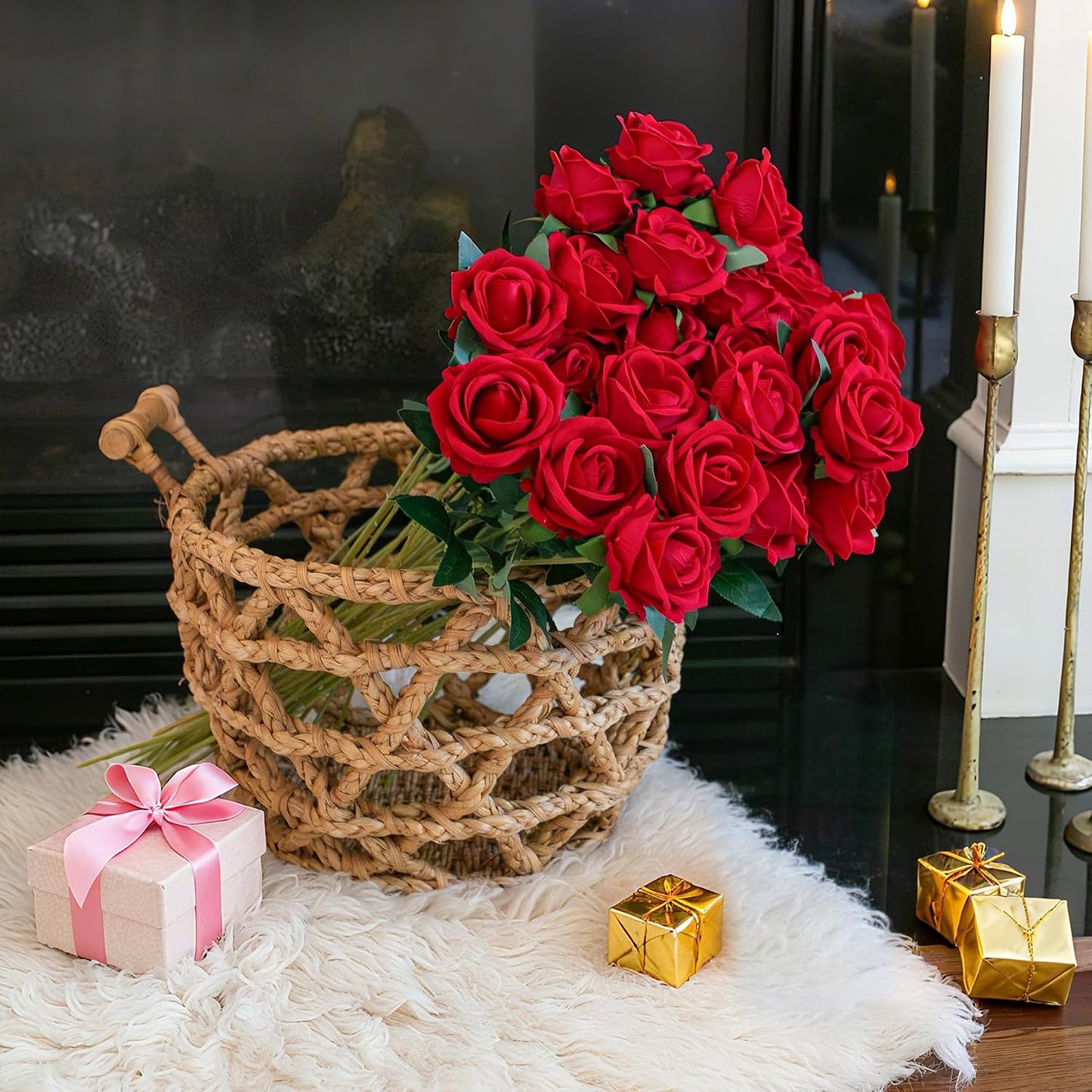 50 PCS Roses Artificial Flowers, Fake Roses with Stem Realistic Blush Silk Rose for DIY Wedding Bouquets Table Centerpieces Arrangements Baby Shower Birthday Home Decor Valentines Day Gift for Her