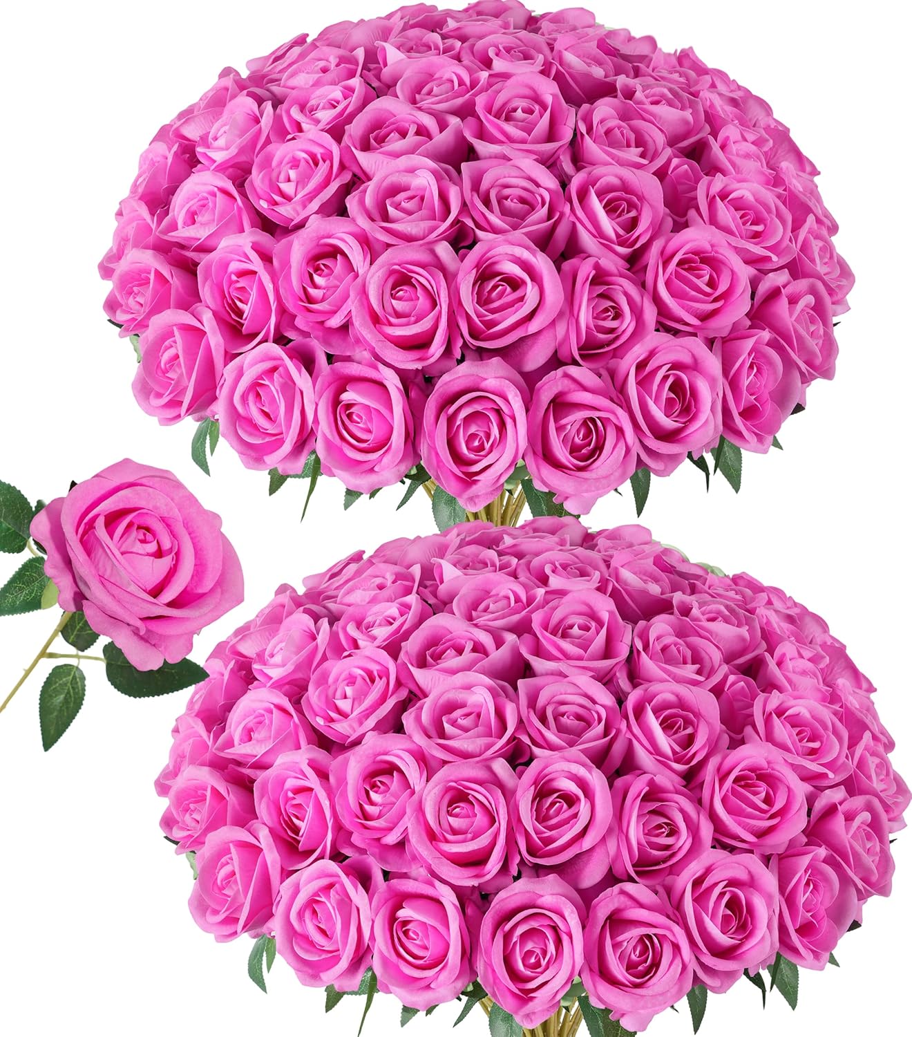 50 PCS Roses Artificial Flowers, Fake Roses with Stem Realistic Blush Silk Rose for DIY Wedding Bouquets Table Centerpieces Arrangements Baby Shower Birthday Home Decor Valentines Day Gift for Her