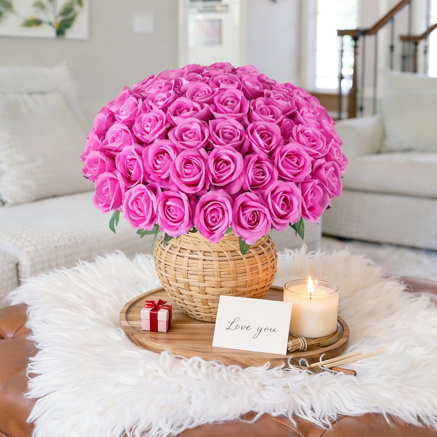 50 PCS Roses Artificial Flowers, Fake Roses with Stem Realistic Blush Silk Rose for DIY Wedding Bouquets Table Centerpieces Arrangements Baby Shower Birthday Home Decor Valentines Day Gift for Her