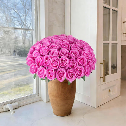 50 PCS Roses Artificial Flowers, Fake Roses with Stem Realistic Blush Silk Rose for DIY Wedding Bouquets Table Centerpieces Arrangements Baby Shower Birthday Home Decor Valentines Day Gift for Her