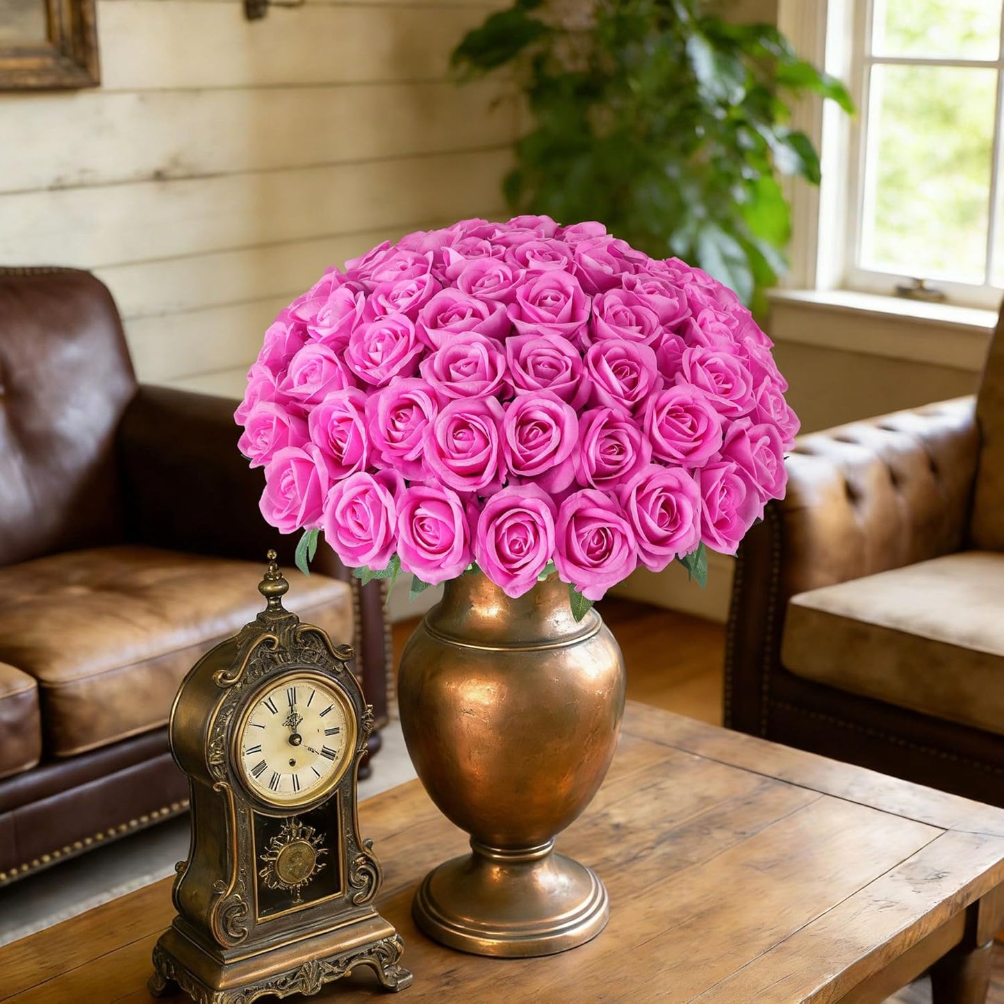 50 PCS Roses Artificial Flowers, Fake Roses with Stem Realistic Blush Silk Rose for DIY Wedding Bouquets Table Centerpieces Arrangements Baby Shower Birthday Home Decor Valentines Day Gift for Her