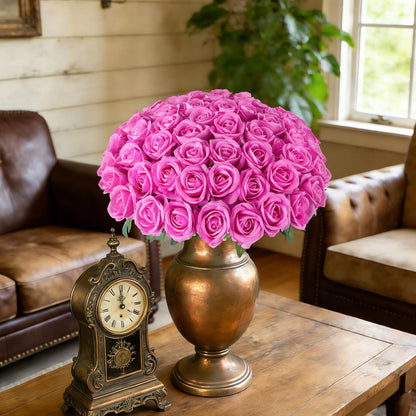 50 PCS Roses Artificial Flowers, Fake Roses with Stem Realistic Blush Silk Rose for DIY Wedding Bouquets Table Centerpieces Arrangements Baby Shower Birthday Home Decor Valentines Day Gift for Her