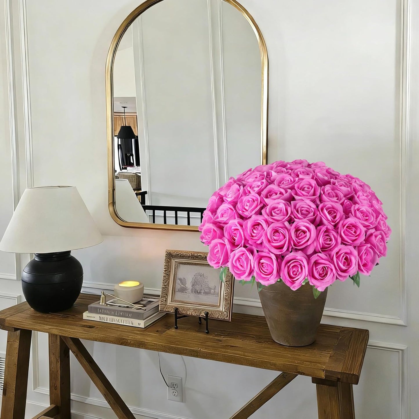 50 PCS Roses Artificial Flowers, Fake Roses with Stem Realistic Blush Silk Rose for DIY Wedding Bouquets Table Centerpieces Arrangements Baby Shower Birthday Home Decor Valentines Day Gift for Her