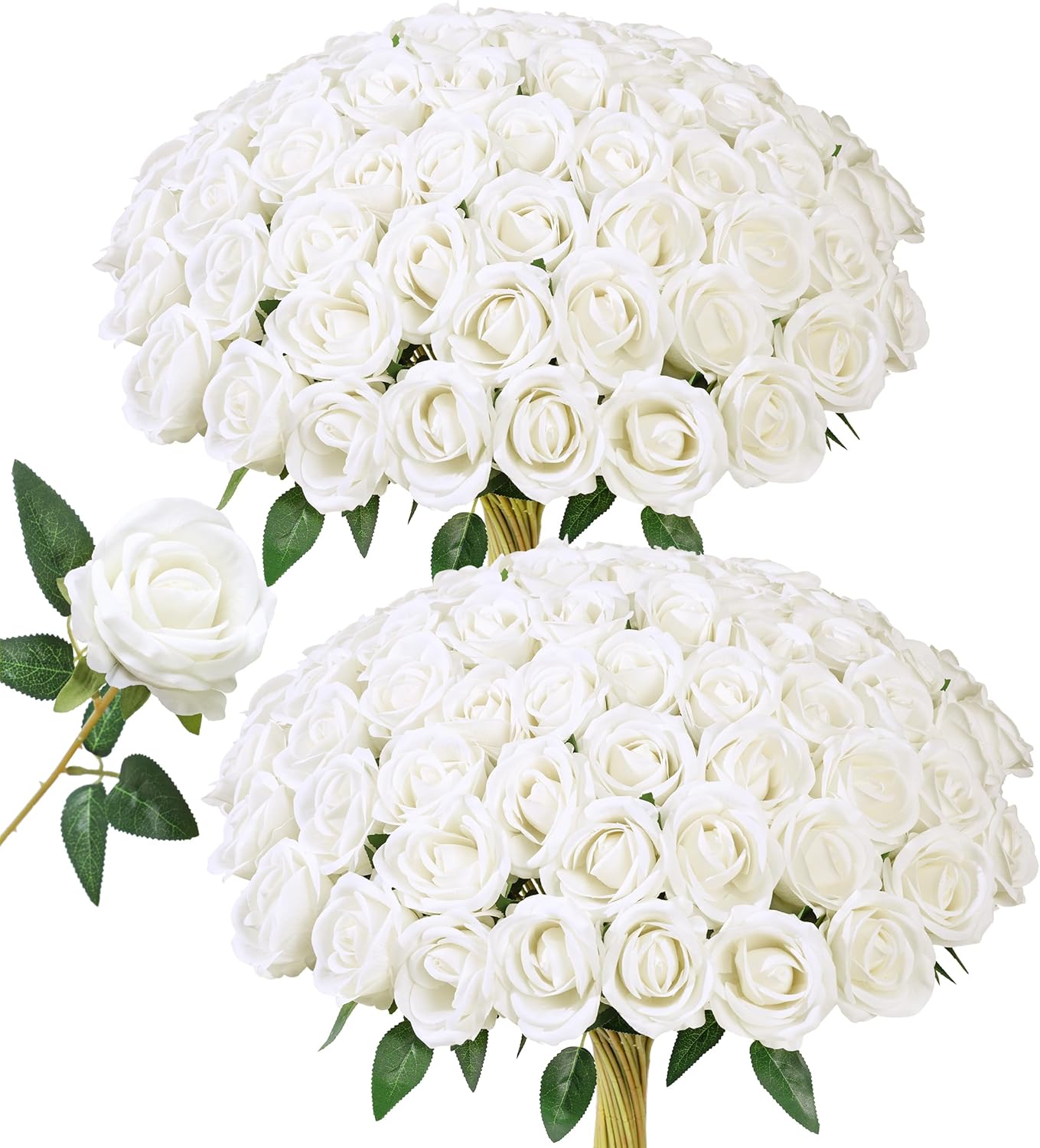 50 PCS Roses Artificial Flowers, Fake Roses with Stem Realistic Blush Silk Rose for DIY Wedding Bouquets Table Centerpieces Arrangements Baby Shower Birthday Home Decor Valentines Day Gift for Her