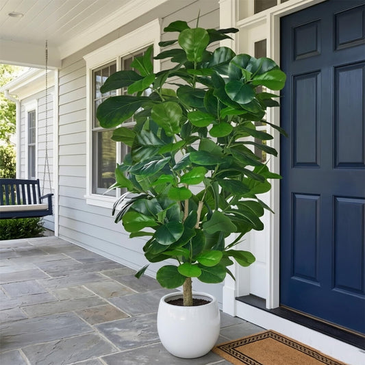 Artificial Fiddle Leaf Fig Tree 6FT(71in), Tall Fake Floor Plants with 150 Large Realistic Leaves in Plastic Pot for Indoor Outdoor Living Room Home Decor