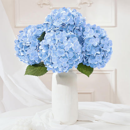 White Hydrangea Artificial Flowers, Real Touch Latex, 4 Pcs | Soft Petals, 19.6-In Flexible Stems, Full Lifelike Blooms, Washable, Home Decor, Wedding Centerpieces, Floral Arrangements