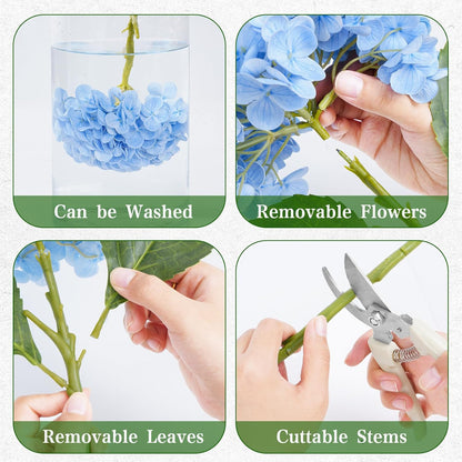 White Hydrangea Artificial Flowers, Real Touch Latex, 4 Pcs | Soft Petals, 19.6-In Flexible Stems, Full Lifelike Blooms, Washable, Home Decor, Wedding Centerpieces, Floral Arrangements