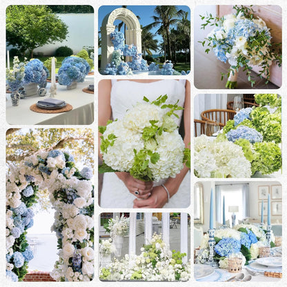 White Hydrangea Artificial Flowers, Real Touch Latex, 4 Pcs | Soft Petals, 19.6-In Flexible Stems, Full Lifelike Blooms, Washable, Home Decor, Wedding Centerpieces, Floral Arrangements