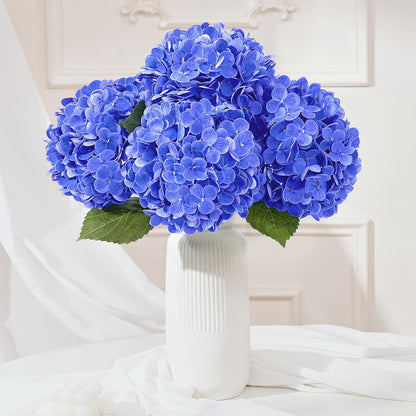 White Hydrangea Artificial Flowers, Real Touch Latex, 4 Pcs | Soft Petals, 19.6-In Flexible Stems, Full Lifelike Blooms, Washable, Home Decor, Wedding Centerpieces, Floral Arrangements