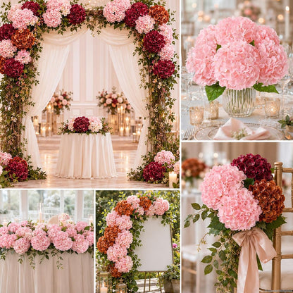 White Hydrangea Artificial Flowers, Real Touch Latex, 4 Pcs | Soft Petals, 19.6-In Flexible Stems, Full Lifelike Blooms, Washable, Home Decor, Wedding Centerpieces, Floral Arrangements
