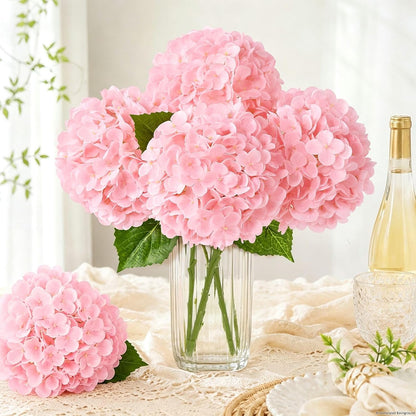 White Hydrangea Artificial Flowers, Real Touch Latex, 4 Pcs | Soft Petals, 19.6-In Flexible Stems, Full Lifelike Blooms, Washable, Home Decor, Wedding Centerpieces, Floral Arrangements