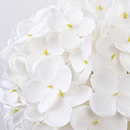 White Hydrangea Artificial Flowers, Real Touch Latex, 4 Pcs | Soft Petals, 19.6-In Flexible Stems, Full Lifelike Blooms, Washable, Home Decor, Wedding Centerpieces, Floral Arrangements