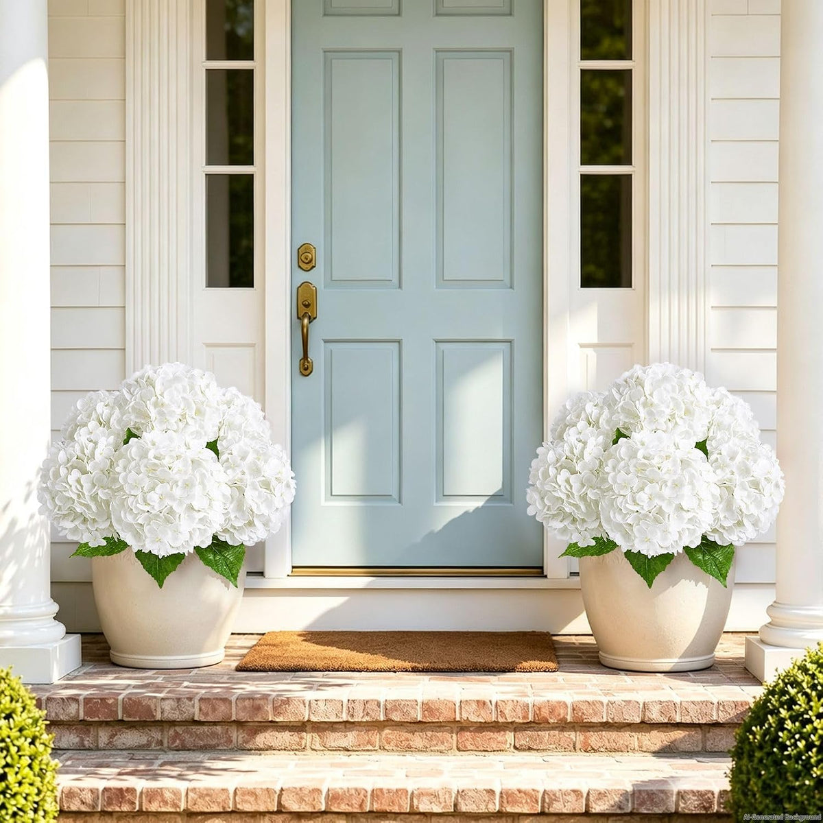 White Hydrangea Artificial Flowers, Real Touch Latex, 4 Pcs | Soft Petals, 19.6-In Flexible Stems, Full Lifelike Blooms, Washable, Home Decor, Wedding Centerpieces, Floral Arrangements