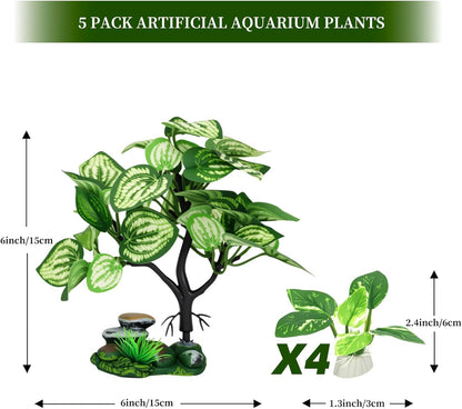 Aquarium Silk Plants for Betta Fish Tank, Aquarium Plant Aquatic Water Grass Foreground Decor，Fish Tank Decorations(4PCS Green Grasses)
