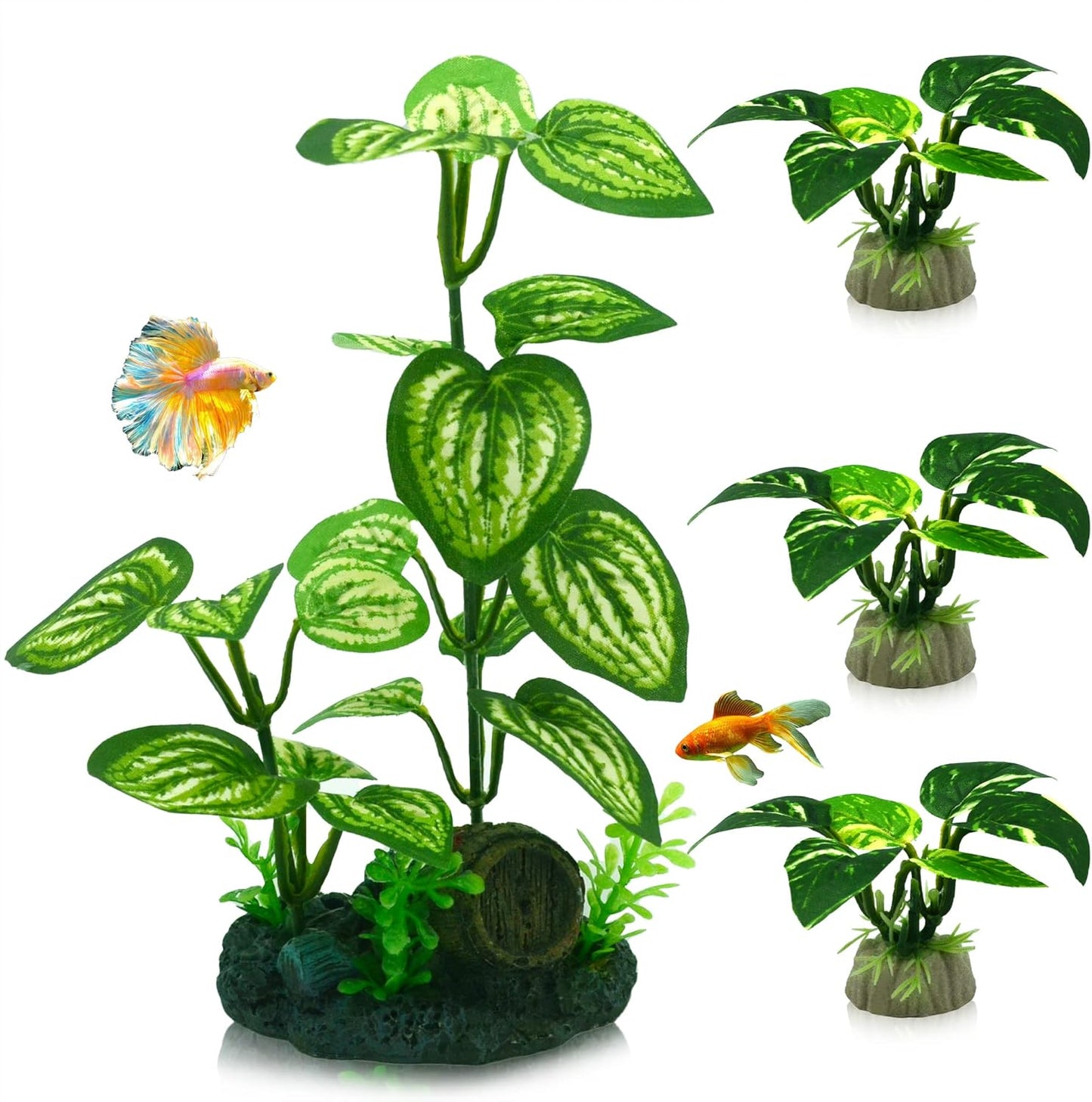Aquarium Silk Plants for Betta Fish Tank, Aquarium Plant Aquatic Water Grass Foreground Decor，Fish Tank Decorations(4PCS Green Grasses)