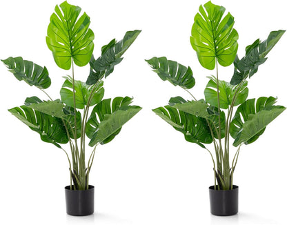 Artificial Monstera Deliciosa Plant, 5ft Potted Faux Tree with 15 Verdant Fake Leaves, Swiss Cheese Plant for Home Decor Indoor, Outdoor, Home, Office, 1 Pack