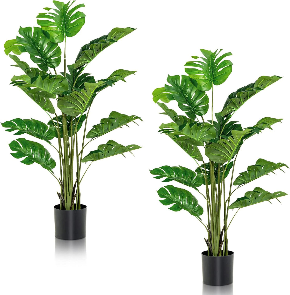 Artificial Monstera Deliciosa Plant, 5ft Potted Faux Tree with 15 Verdant Fake Leaves, Swiss Cheese Plant for Home Decor Indoor, Outdoor, Home, Office, 1 Pack
