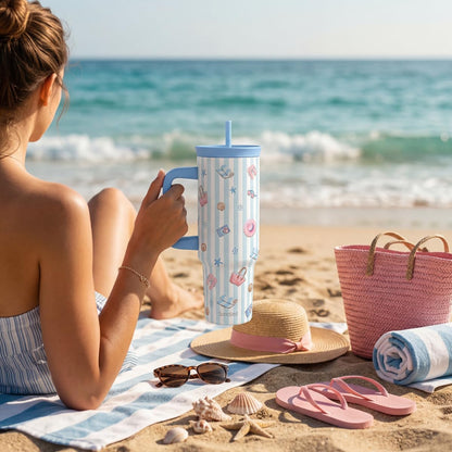 Lemon Stainless Steel Locking Lid Silicone Straw Tumbler with Handle 40oz, Insulated Stainless Steel Travel Cup for Women Girls Friends, Gift Idea for Birthday Summer Vacation